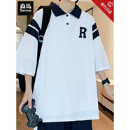 森馬13青少年短袖t恤男孩12-15歲初中學(xué)生POO衫大童夏季運(yùn)動(dòng)棉的套裝 5013白色(單件上衣) 品質(zhì)升級(jí) M (75-95斤)左右