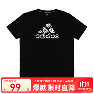 adidas阿迪達(dá)斯男裝經(jīng)典大LOGO透氣舒適圓領(lǐng)短袖 ADITSG2SMU-BW-1 黑色 S