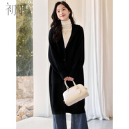 初申秋冬針織開(kāi)衫女中長(cháng)款過(guò)膝連帽保暖慵懶風(fēng)毛衣外套S54Z110