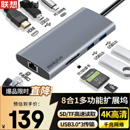 ThinkPad聯(lián)想 Type-C擴展塢 USB分線(xiàn)器 RJ45千兆網(wǎng)口轉接頭 HDMI轉換器 PD快充 筆記本拓展塢 金屬LC07-R 