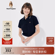暇步士（Hush Puppies）女裝夏季純棉簡(jiǎn)約短袖Polo衫 196深藍(lán) S