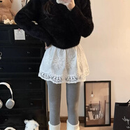 花花公子（PLAYBOY）韓系慵懶蕾絲拼接裙簾百搭疊穿打底bi入下擺神器高腰短裙打底屁簾 白色 L 90-115斤