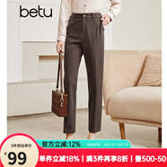betu百圖女裝氣質(zhì)通勤款中高腰彈力毛呢休閑煙管顯瘦直筒西褲2110T52 咖啡色 XS