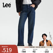 Lee【張凌赫代言】25早秋冬新429標準直腳加厚加絨深藍女保暖牛仔褲 深藍色 26