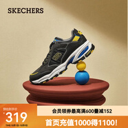 斯凱奇（Skechers）男鞋休閑鞋運動(dòng)鞋復古拼接厚底夏季透氣增高老爹鞋 黑色/黃色/BKYL 41