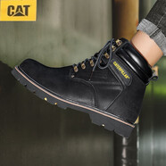 卡特（CAT）馬丁靴男鞋頭層牛皮大黃靴鋼頭防砸勞保鞋工裝高幫防 黑色(8289) 39 標準皮鞋碼245mm
