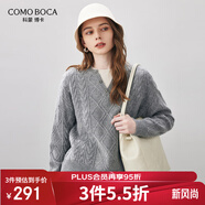 科蒙博卡2025秋冬新款假兩件羊毛衫女裝圓領(lǐng)寬松針織衫長袖加厚毛衣 霧灰色 L