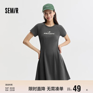 森馬連衣裙女收腰插肩袖夏季字母印花收腰針織短裙101324114040