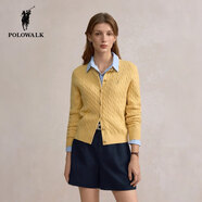 POLOWALK針織衫女打底衫內搭春秋款絞花針織開(kāi)衫春裝外套韓系女裝毛衣夾 黃色B 【新款】 L (165)