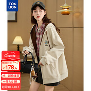 唐獅（TonLion）2025秋女撞色連帽前胸小細節短款針織外套
