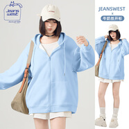 JEANSWEST CLUB真維斯輕薄外套女開(kāi)衫衛衣春季新款連帽牛奶絲拉鏈運動(dòng)風(fēng)長(cháng)袖上衣