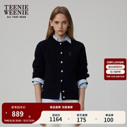 Teenie Weenie【趙露思同款】小熊女裝復古寬松綿羊毛絞花針織開衫 B-藏青色 S (160)