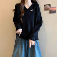 俞兆林（YUZHAOLIN）高級感亮閃閃套頭針織衫女2025秋冬新款流蘇針織衫洋氣上衣女 黑色 M