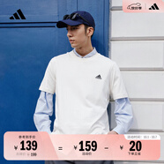 adidas情侶休閑純棉上衣圓領(lǐng)短袖T恤男女夏季阿迪達(dá)斯官方輕運(yùn)動(dòng) 米白 L