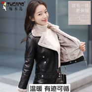 啄木鳥(niǎo)（TUCANO）加絨加厚皮衣女外套2025新款秋冬季機車(chē)服西裝領(lǐng)皮夾克短款顯瘦 熱賣(mài)加絨保暖 加厚 S 建議80-90斤