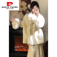皮爾卡丹（pierre cardin）小香風(fēng)套裝女士冬季2025新款毛呢毛毛袖外套針織連衣裙女士?jì)杉?外套 S