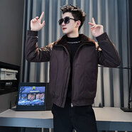 喬易倫冬季羊毛羔棉服男裝休閑保暖棉衣2025新款爆款高級感痞帥加絨外套 咖色 M