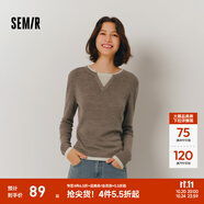 森馬（Semir）毛衣女短款假兩件含羊毛針織衫2024冬季新款修身保暖軟糯v領(lǐng)內(nèi)搭 白咖色調(diào)00415 M /155/80A
