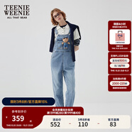 Teenie Weenie【天絲混紡】小熊女秋季元?dú)鈺r(shí)尚牛仔連體長(zhǎng)褲背帶褲 中藍(lán)色 L (170)