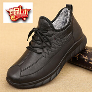 意爾康王子運動(dòng)休閑鞋男春秋單鞋透氣中年男鞋老北京布鞋軟底防滑舒適爸爸鞋 鞋墊軟彈站久不累-8018加絨版_黑色 39