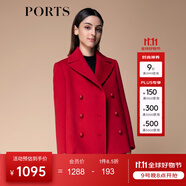 PORTS 寶姿秋冬新品女裝長(cháng)袖短大衣SM9C012ZWF024 深紅色 L (8)