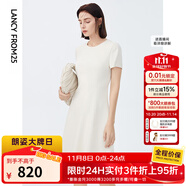 朗姿【三醋酸Basic衣櫥】休閑連衣裙夏季新款裙子高級(jí)感明星同款 白色3 L 165/84A