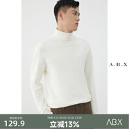 a.b.x秋冬季半高領(lǐng)毛衣男寬松韓版潮流毛衫男士加厚白色打底中領(lǐng)針織衫 高領(lǐng)白色 L