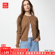 優(yōu)衣庫【加購】女裝紐花圓領(lǐng)針織開衫/毛衣外套空調(diào)衫通勤481477 34 駝色 XL