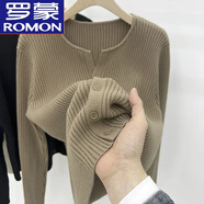 羅蒙（ROMON）羊毛衫女大碼秋冬新款開(kāi)衫毛衣女寬松韓版大碼遮肚潮長(cháng)袖針織上衣 KG駝色 3XL 加大版建議150-165斤