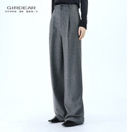 哥弟（GIRDEAR）秋季新款時(shí)尚高腰垂感簡(jiǎn)約通勤復(fù)古爆款長(zhǎng)褲1100468 高級(jí)灰 M 3碼