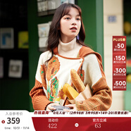 兩三事披肩斗篷外套女秋冬連帽長(zhǎng)款藍(lán)色毛衣開衫外搭大衣梵高信使 黃棕色-y 均碼 F