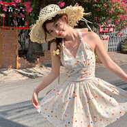 芭芙達妮甜美波點(diǎn)氣質(zhì)蝴蝶結吊帶連衣裙女夏季新款法式設計收腰顯瘦短裙子 圖片色【版】 S 建議【80-95斤】