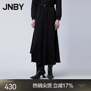 江南布衣（JNBY）春秋季女裝半身裙休閑寬松棉質(zhì)不對稱喇叭半裙寬松 001/本黑 M