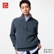 優(yōu)衣庫(kù)男女裝souffle yarn舒芙蕾半拉鏈針織衫毛衣毛衫新款478546 68 深藍(lán)色 M /170/92A