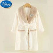 賽樂(lè )透冬季兒童浴袍浴巾吸水睡袍浴衣女士可穿式小公主女童斗篷四季 米白色腰帶浴袍升級加厚款 小號長(cháng)袖適合身高85cm-110cm3-5