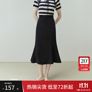 范思藍恩23FS12008 人魚公主 魚尾裙半身裙女中長款夏季高腰a字裙 黑色 S