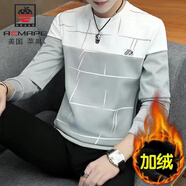 AEMAPE男士長袖t恤秋冬季新款青年套頭衛(wèi)衣體恤潮流上衣服內搭秋衣 903加絨-15灰色 加絨 M