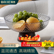 拜杰水果盤(pán)零食盤(pán)家用果盤(pán)客廳干果盤(pán)托盤(pán)堅果盤(pán)高腳瀝水透明黑果盤(pán)