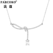 法蔻（farcoko）極光小方糖絲帶結(jié)項(xiàng)鏈女時(shí)尚個(gè)性百搭鎖骨鏈生日禮物送女友老婆 冰晶白項(xiàng)鏈