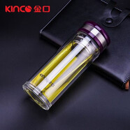 希諾（HEENOOR）金口玻璃杯男女茶杯雙層隔熱辦公杯子密封帶蓋過濾耐高溫玻璃茶杯 [金口JC3305]300ml雙層杯[隨機(jī)顏