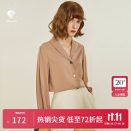 范思藍(lán)恩春秋新款雪紡白襯衫女設(shè)計(jì)感小眾復(fù)古港味職業(yè)裝襯衣女 奶咖色 S