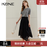 KBNE半身裙女款新中式半裙小個子法式中國風a字裙中長裙 黑色 M