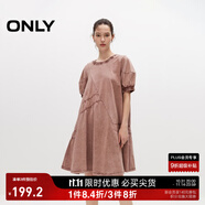 ONLY夏季時尚休閑泡泡袖寬松短裙連衣裙女|124207018 E18 暮光紫色 S 160/80A