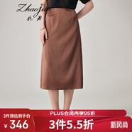兆君2024春夏桑蠶絲新款通勤搭配半身裙女A字簡(jiǎn)約純色直筒裙子 咖色 2XL