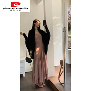 皮爾卡丹（pierre cardin）紅人館吊帶連衣裙女秋季2025新款法式粉色氣質(zhì)修身長(cháng)裙巨好看裙子 灰粉色 S