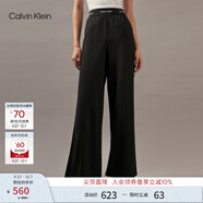 Calvin Klein運動【吸濕速干】25春秋女士戶外ck提花跑步闊腿運動褲GWF4P606 BAE-太空黑 S