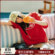 Mmlg【明星同款】87mm 7A抗菌純棉短袖T恤女夏季新款韓系體恤情侶上衣 明星同款紅色 S
