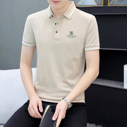 金盾（KIN DON）男士冰絲短袖Polo衫夏季薄商務(wù)休閑翻領(lǐng)t恤時髦男士上衣 杏色 M