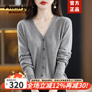 Aosijie高端品牌 針織開衫女2025春秋新款寬松氣質(zhì)百搭v領(lǐng)毛衫上衣 【灰色V領(lǐng)】 L