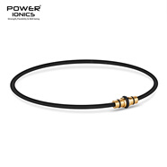 power ionics原創(chuàng  )黑武士暗黑鈦鋼高負離子天然礦物硅膠健康防水項鏈項環(huán) 黑金 48厘米